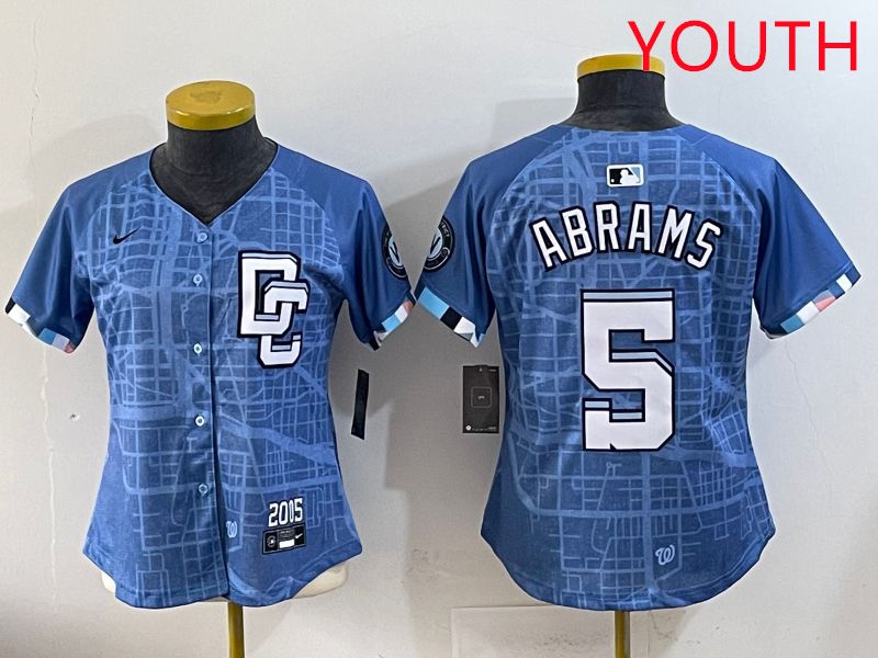 Youth Washington Nationals #5 Abrams Joint Name 2025 Nike MLB Jersey style 1